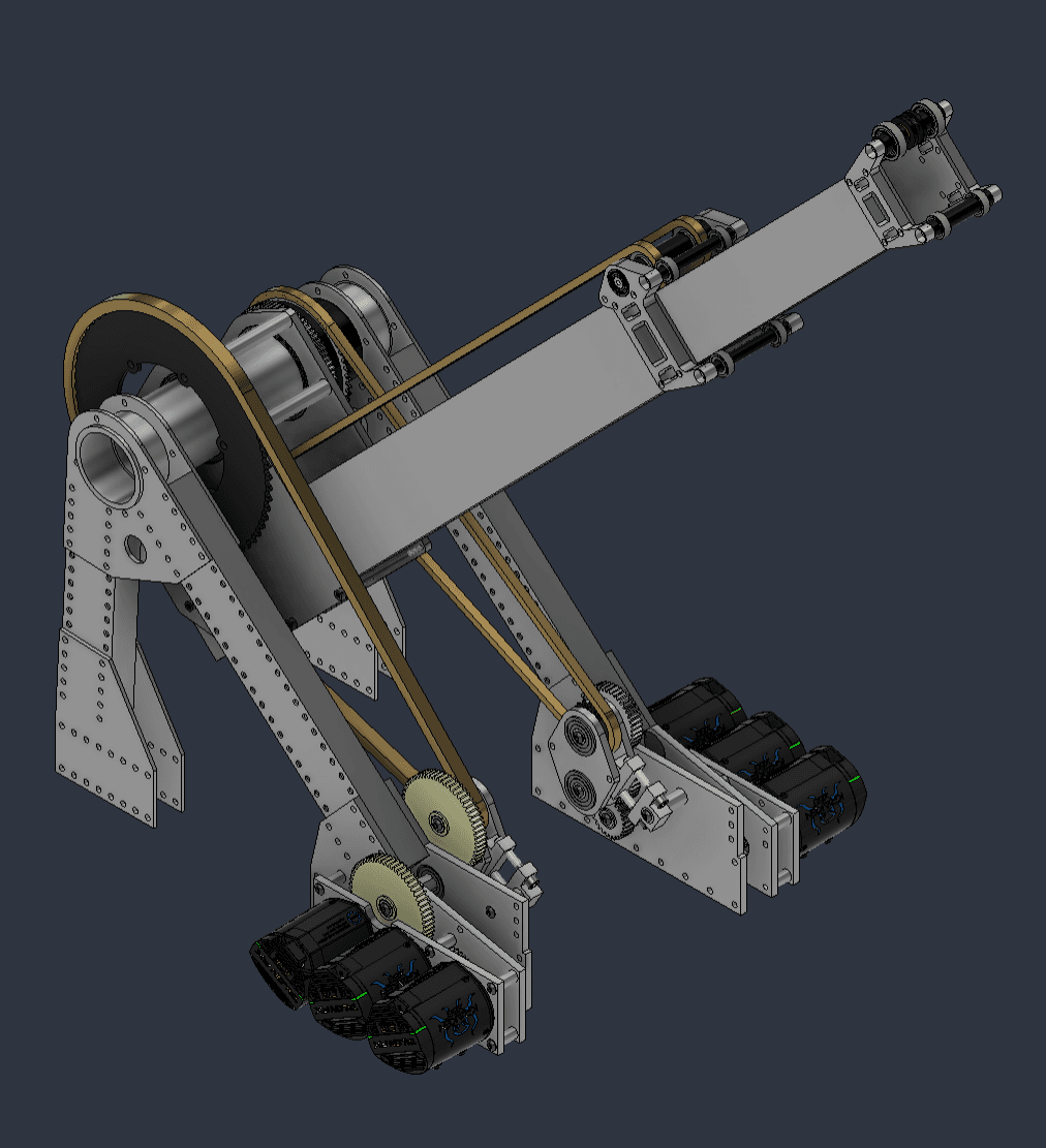 Pivoting 2-stage cascading telescopic arm — main render